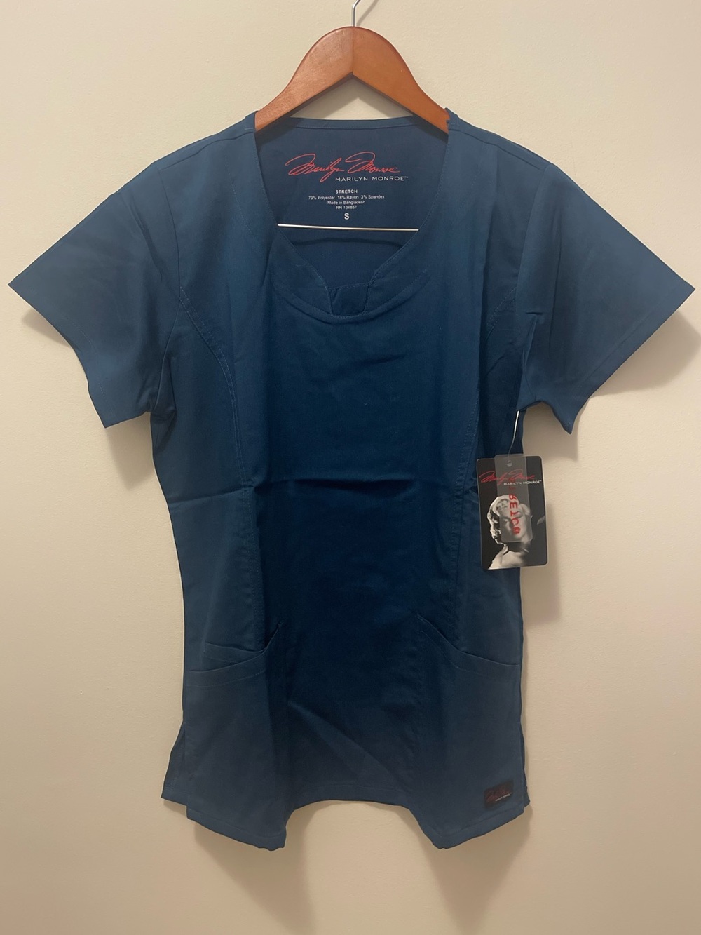 Marilyn Monroe Caribbean Blue Medical Scrub Top